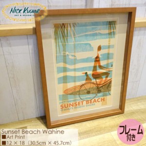 Nick Kuchar ニックカッチャー Sunset Beach Wahine Art Print MATTED PRINTS Hawaii Travel Print マットプリント アートプリント ハワ