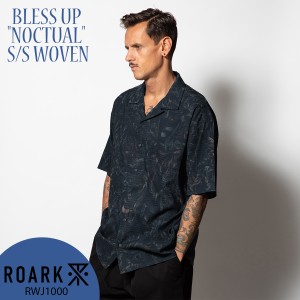 24 ROARK ロアーク シャツ BLESS UP "NOCTUAL" S/S WOVEN トップス 半袖 ボタン ロゴ メンズ 2024年春夏 品番 RWJ1000 日本正規品