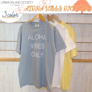 23 URBAN ISLAND SOCIETY アーバンアイランドソサイエティ Tシャツ ALOHA VIBES ONLY 半袖 トップス ハワイ アロハバイブスオンリー メン