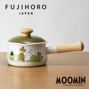 送料無料 片手鍋 ミルクパン 北欧 蓋つき 富士ホーロー MOOMIN(ムーミンオリーブ) MTG-15M (15cm) 離乳食 スープ 琺瑯 ホーロー ほうろう