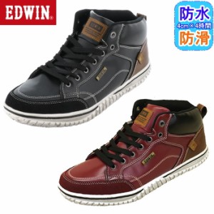 エドウィン EDWIN メンズ スニーカー 防水 防滑 軽量 カジュアル ミッドカット シューズ 黒 ブラック 赤 レッド 通勤 通学 EDW-7859