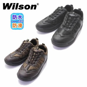 ウィルソン Wilson 1901 防水 スニーカー メンズ ウォータープルーフ 黒 茶 幅広 3E 防滑 軽量 歩きやすい 滑りにくい 雨 Water-proof ウ