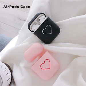 AirPodsケース カバー Airpods ハート かわいい シンプル Airpods用 充電穴 装着したまま充電可能 TPU素材 着脱簡単 ピンク