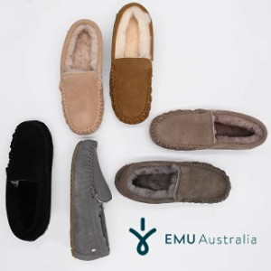 EMU Australia エミュ エミュー モカシン スリッポン Cairns W11439 ケアンズ シープスキン モカシンシューズ ムートン ファー ボア ブラ