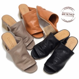 BUENO SHOES ブエノシューズ ミュール N1319 トルコ製 ウェッジソール オープントゥ サンダル レザー 本革 ブラック 黒  レディース 靴【