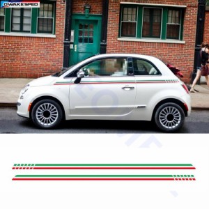 フィアット FIAT 500 Panda Abarth アバルト ABARTH サイド ステッカー デカール ストライプ 2枚 イタリア国旗 グリーン/ホワイト/レッド