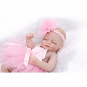 リボーンドール フルシリコンビニール リアル赤ちゃん人形 ミニサイズ25cm 入浴可能 未熟児サイズ 天使の寝顔 ピンクのドレス