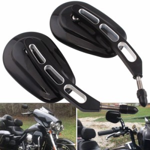 ハーレー純正□エンパイア ミラー ブラックマシンカット HARLEY