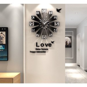 アナログ時計 大型壁掛け時計 インテリア雑貨 ウォールクロック 3D 黒 アクリル 35cm 店舗 リビングダイニング