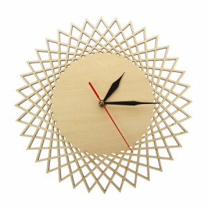 掛け時計 オシャレ 木製 和モダン 和風 幾何学模様 ウォールクロック アナログ