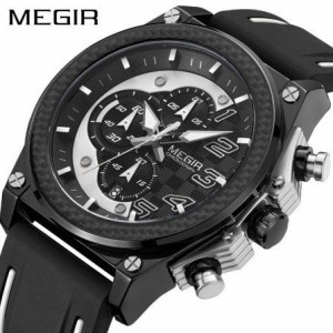 MEGIR 腕時計 メンズ 安い 防水 ブランド シリコーンストラップ スポーツ カジュアル