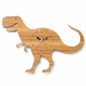 掛け時計 木製 恐竜 ウォールクロック クロック ダイカット 子供部屋