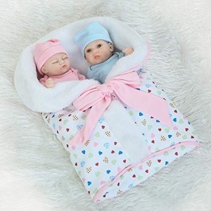 リボーンドール 男女の双子ちゃんセット フルシリコンビニール リアル赤ちゃん人形 ミニサイズ25cm かわいいベビー人形