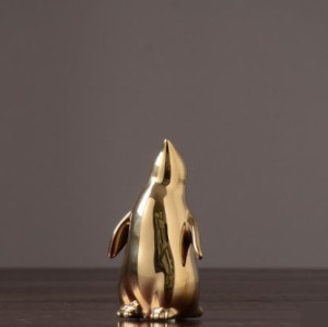 置物 おしゃれ 北欧風 陶磁器製 ペンギン ゴールドカラー  (子供)
