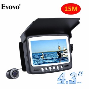 Eyoyoー 水中カメラ 15 メートル 釣り竿型 4.3 液晶モニター 1000TVL フィッシュファインダー ナイトビジョン サンバイザー付