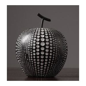 置物 リンゴ ドット柄 モダン 北欧風 樹脂製 (ブラック×大)