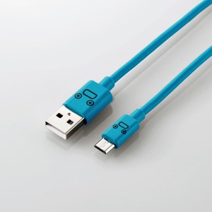 特販・通販専用/microUSBケーブル/2A出力/1.2m/カラフル/ブルー