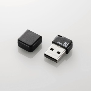 エレコム USBメモリ USB2.0 小型 16GB キャップ付 ストラップホール 1年保証 ブラック