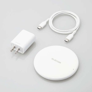 即納 エレコム ワイヤレス充電器 Qi認証 5W/7.5W/10W/15W 卓上 滑り止めパッド付 PD30WUSB充電器付 おくだけ充電 薄...