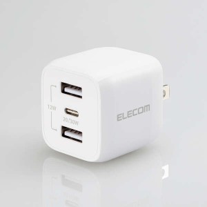 即納 エレコム USB Type-C 充電器 PD 対応 出力 32W タイプC ×1 USB A ×2 【 MacBook Air iPad...