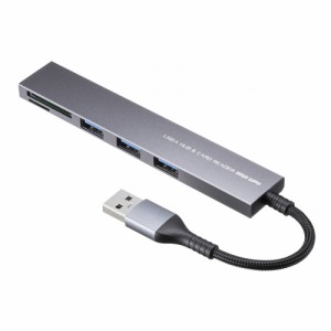 即納 サンワサプライ USB 5Gbps 3ポート スリム ハブ（カードリーダー付き）