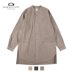 garage green works / SMOCK TYPEWRITER PLANTS SHIRT (植物染め) (GRG232019) (ガレージグリーンワークス) (ユニセックス) (2023秋冬)