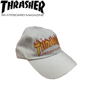 【THRASHER】スラッシャー 2017秋冬 FLAME OLD TIMER HAT メンズキャップ ストラップバック 帽子 スケートボード スケボー WHITE