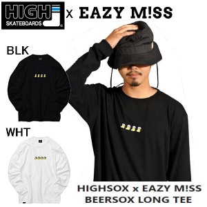 【EAZY M!SS X HIGH SOX】イージーミスXハイソックス HIGH SOX collaboration Long sleeve メンズ コラボトレーナー スケートボード スケ