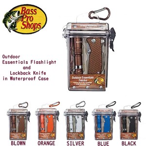 【Bass Pro Shops】バスプロショップス Bass Pro Shops Outdoor Essentials Flashlight and Lockback Knife in Waterproof Case ナイフ 