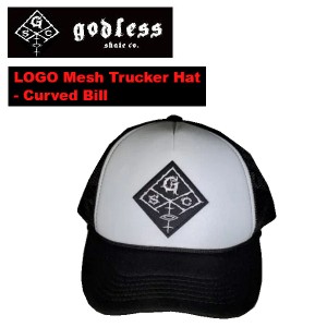 【godless】ゴッドレス SKATEBOARD LOGO Mesh Trucker Hat - Curved Bill メッシュキャップ 帽子 スナップバック