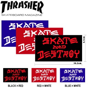 【THRASHER】スラッシャー SKATE&DESTROY M Sticker ステッカー スケートボード スケボー シール 10.2cm×5.1cm 3カラー