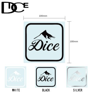 【DICE】ダイス DICE STICKER SQUARE LOGO　スクエアーロゴ ステッカー 100mm × 100mm スノーボード ホワイト シルバー ブラック 【正規