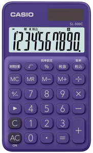 【ポスト投函で送料無料】 CASIO カシオ デザイン電卓 手帳タイプ SL-300C-PL パープル 持ち運び 軽量モデル 手帳型ケース付き