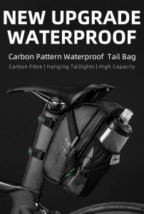 送料無料 自転車用防水ポーチ サイクリング収納バッグ  ブラック鞄 サドルバッグ ロードバイク 小物収納　水ボトルポケット