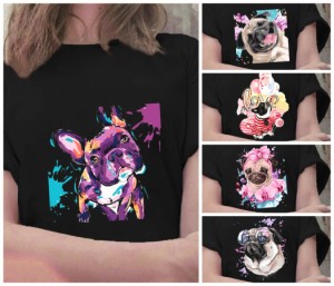 送料無料 レディースTシャツ 女性用シャツ S-4XL 犬デザイン ドッグ フレンチブルドッグ パグ ボストンテリア 犬 ペット 部屋着 お出かけ