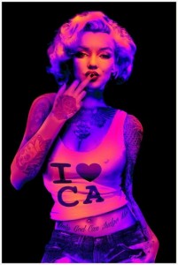 マリリン・モンロー I Love CA ブラックライトポスター 軽量アルミ製フィットフレーム付 Marilyn Monroe 91.5×61cm