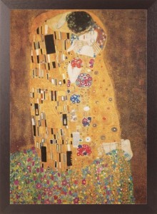 グスタフ・クリムト作品 接吻 KISS キス ポスター 木製アートフレーム付 91.5×61cm