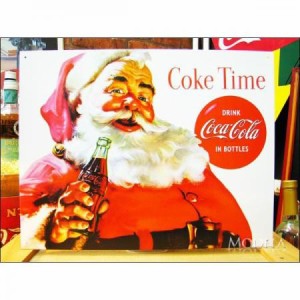 アメリカンブリキ看板 コカ・コーラ サンタのコーラタイム coca-cola 長辺41×短辺32cm