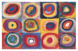 ワシリー・カンディンスキー作品 Color Study of Squares and Circles ポスター 91.5×61cm 木製アートフレーム付