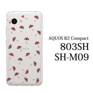 スマホケース AQUOS R2 Compact 803SH SH-M09 ケース アクオス スマホカバー 携帯ケース ユニオンジャック アンブレラ 傘 (ク