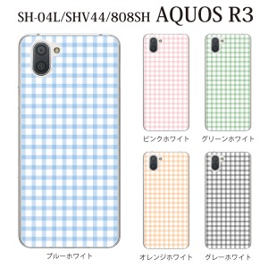 スマホケース AQUOS R3 SHV44 アクオス au スマホカバー 携帯ケース パステルチェック