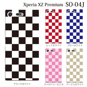 スマホケース Xperia XZ Premium SO-04J エクスペリア カバー ハード/エクスペリア/ケース/docomo/クリア チェッカーフラッグ