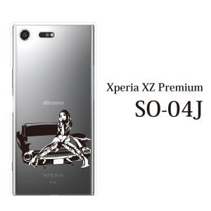 スマホケース Xperia XZ Premium SO-04J エクスペリア カバー ハード/エクスペリア/ケース/docomo/クリア アメ車ガールクリア