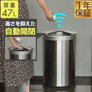 ゴミ箱 自動開閉 47L 人感センサー 横開き スライド開閉 ふた付き ステンレス スリム 縦型 センサー開閉 電動 ペダルいらず ダストボック