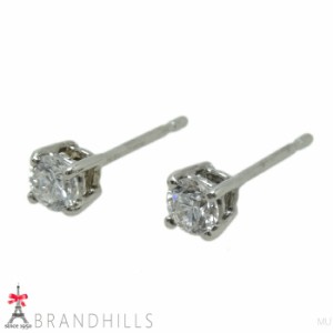 ダイヤモンド 0.10ct+0.10ct ピアス PT900 プラチナ (キャッチK14金) 0.6g 美品 【中古】