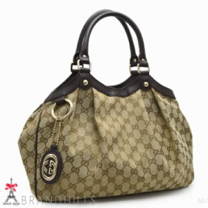 グッチ トートバッグ レディース スーキー GGキャンバス レザー ベージュ ダークブラウン 211944 GUCCI 美品 【中古】