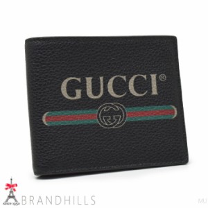 グッチ 札入れ 二つ折り メンズ ヴィンテージロゴ レザー ブラック 496309 GUCCI 未使用品 【中古】