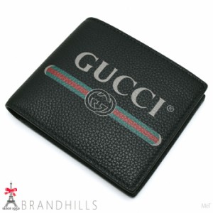 グッチ 財布 二つ折り メンズ レディース ヴィンテージロゴ レザー ブラック 496316 GUCCI ほぼ未使用 【中古】