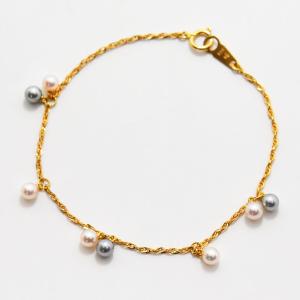 美品】タサキレディース5重ブレスレットバロックパール真珠ゴールド