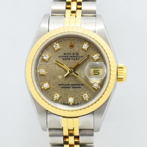 ロレックス 中古 レディース ROLEX デイトジャスト 69173G 96番 自動巻 オートマ ダイヤモンド SS ステンレススチール YG イエローゴール